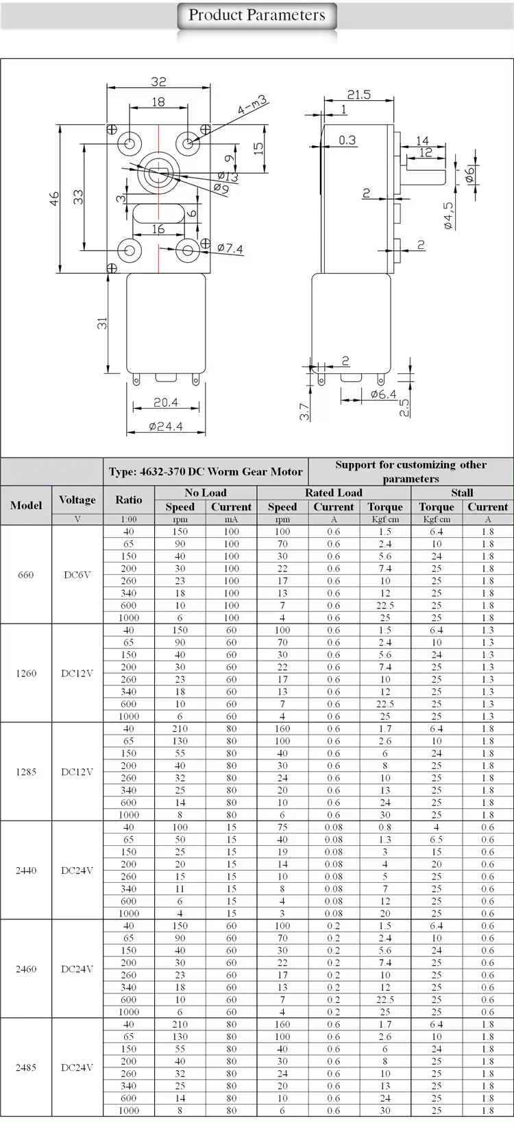 Worm Gear Motor, JGY370, JGY-370, 6-150, RPM - detail 2