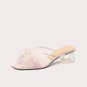 Women's Lightweight Anti-Slip High Heels Slippers Open Toe Flip-Flops Sandals with Steel Toe Fairy Style Winter