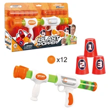 Hot sale Blast popper gun toys for kids, soft bullet gun foam ball gun with 3 pcs target cups