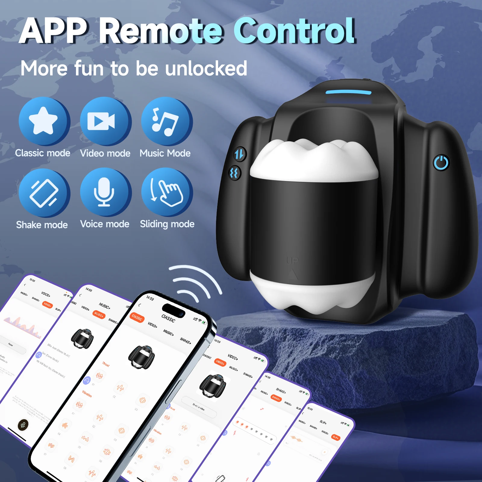 APP Remote Control Man Masturbator Real Sex Feel Stimulation Silicone Handhold Handle Male Masturbation Cup Sex Toys for Men