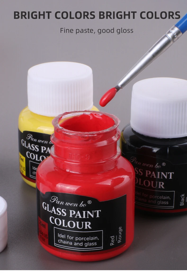 Wholesale Eco Friendly 25ml 6 Colors Glass Paint Color Set For Glass