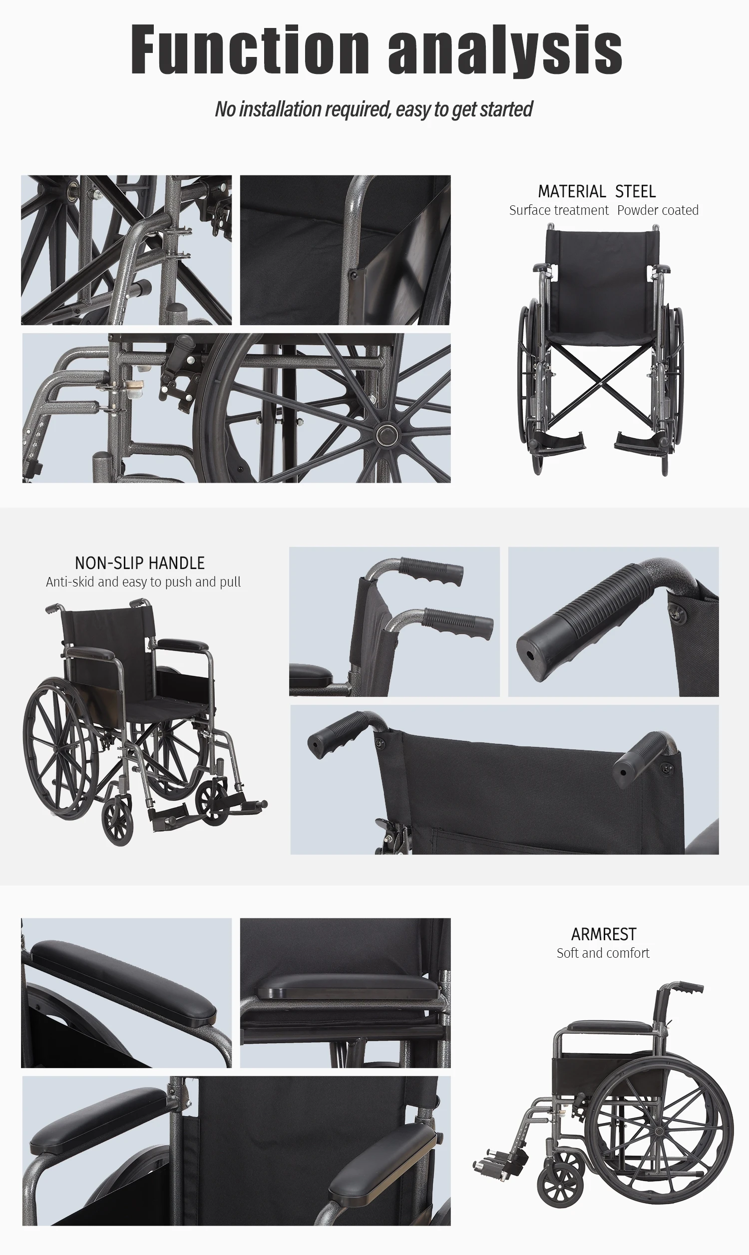 Wheelchair Factory Best Transport Chair Bariatric Transport Lightweight Collapsible Wheelchair