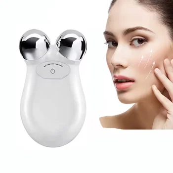 Home Use V-Shape Face Roller Massager Mini EMS Facial Toning Device Neck Lifting Skin Tightening Anti-Wrinkle Care-Body Hand