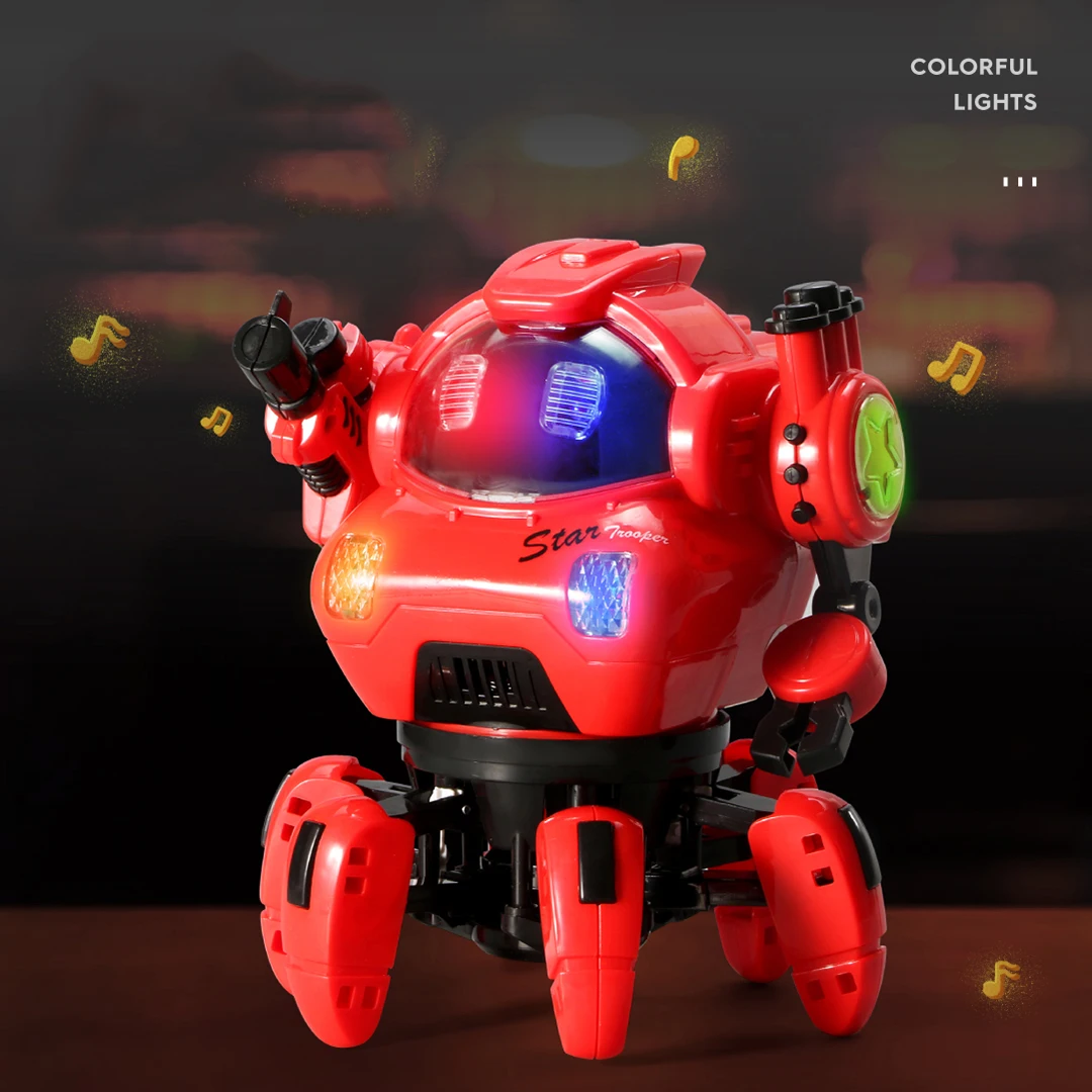 Star Police Toy Robots Six Legs Design Sing and Dance Electric Hexapod Robot With Light and Music Boy Girl Toy Gifts