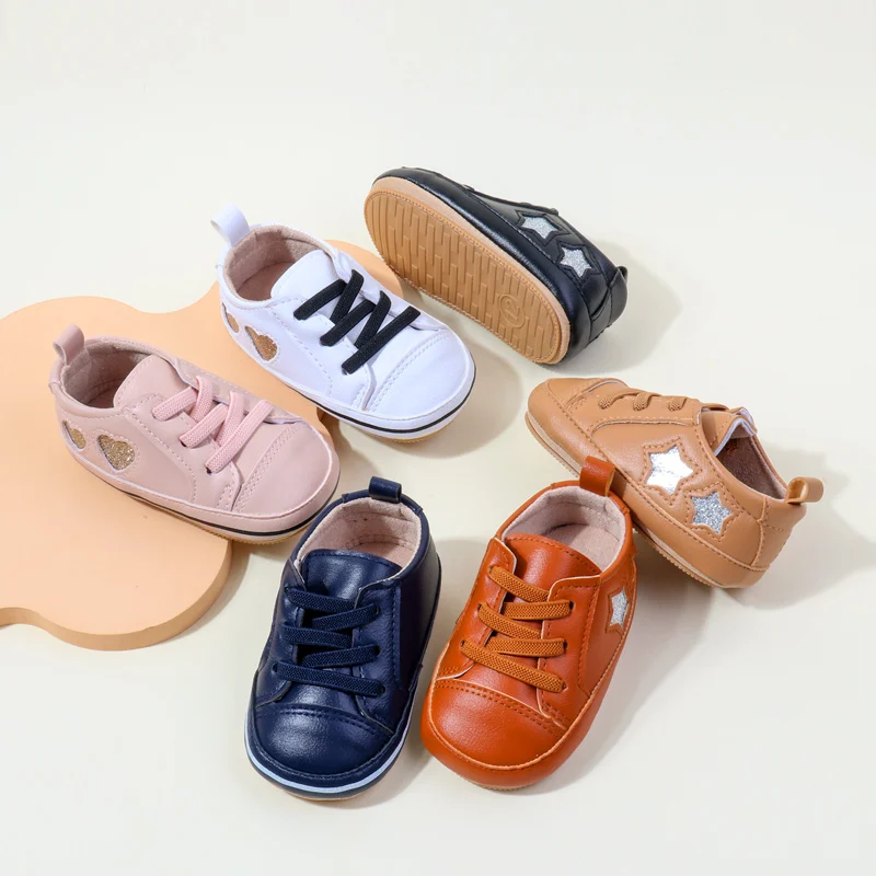 Wholesale New Arrival Anti-Slip TPR Soft PU Baby Dress Shoes with Flat Outsole for Boys and Girls Tollder Baby Walking Shoes