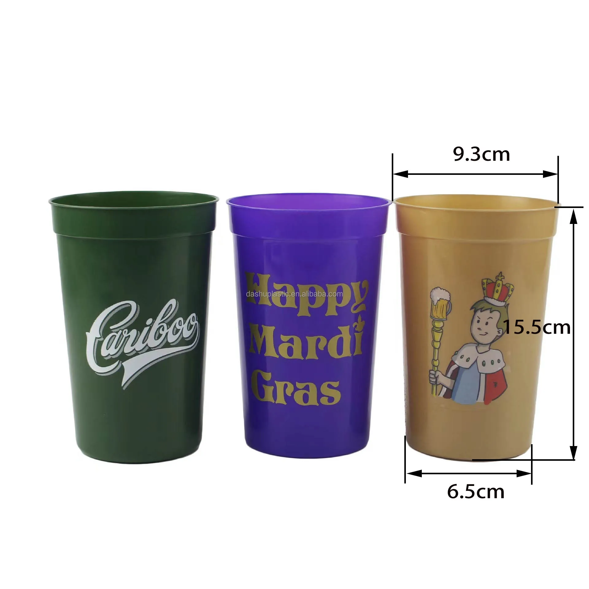 Recyclable 16oz Plastic Lid Straw Square Sports Stadium Cup Custom