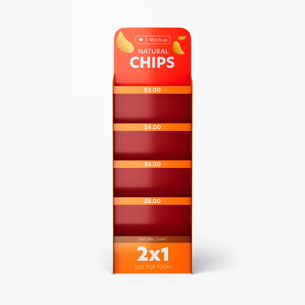 Custom Pop Cardboard Rack Retail Supermarket Potato Chips Corrugated Cardboard Floor Display Stand