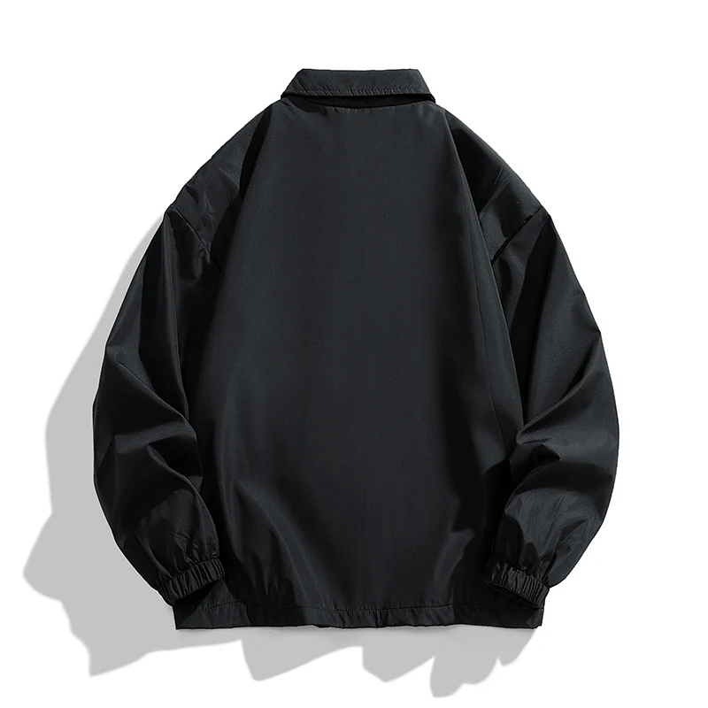 Neutral Loose Style Spring with Custom Single Breasted Closure Polyester Windbreaker Jackets men_voghion.com