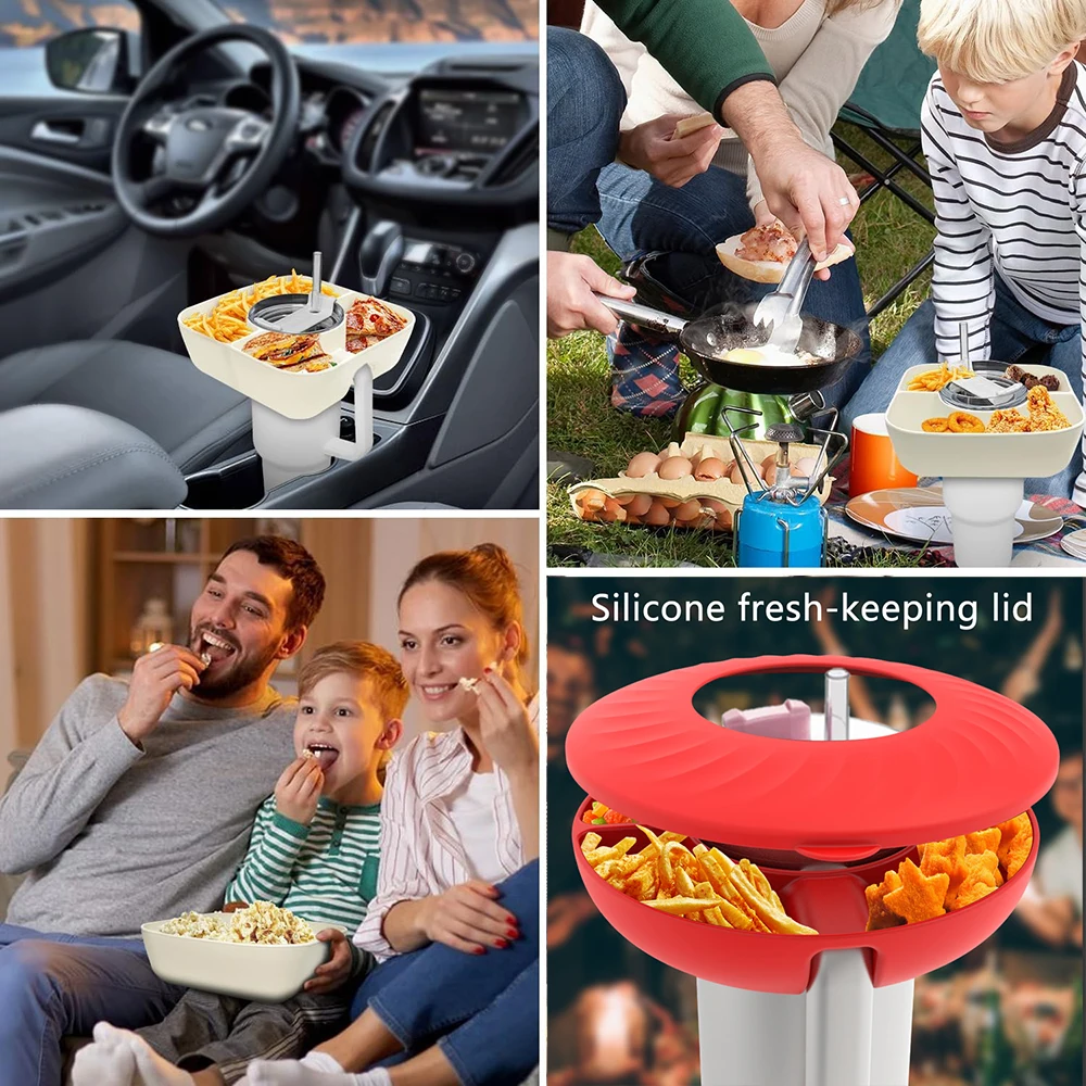 Stanley Cup Snacktablett Mit Deckel – Passt Auf 1,2 L Becher, 4-Fach, Mit Hülle
