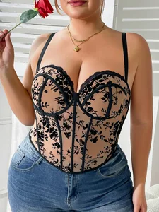 2026 BOON Plus Size Sexy Push-Up Camisole with Lace Underwire and Boning for Curvy Women