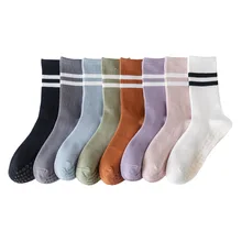 LADYGLOW Custom Yoga Pilates Crew Grip Socks Ankle Anti Slip Custom Logo Anti-Slip Yoga  Pilates Socks