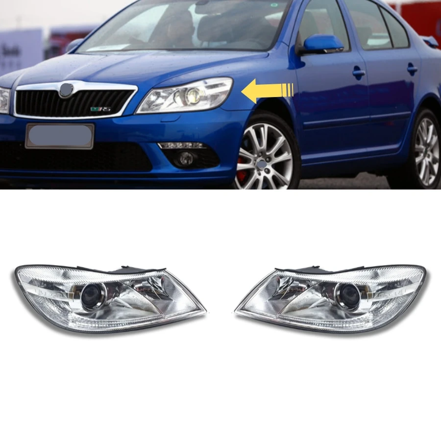 Tiypeor Headlight for SKODA Octavia 2010~2013 Car Accessories Auto Lighting Systems Halogen LED Headlight Assembly Headlamp