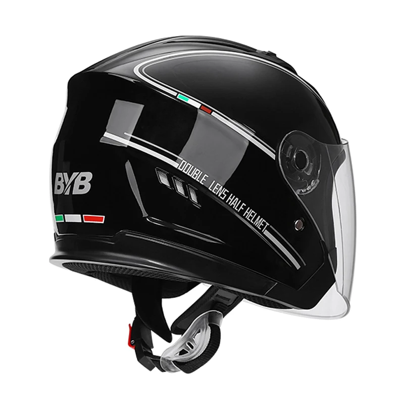 3/4 Half Face Abs Four Seasons Anti Fog Double Mirror Helmet Motorcycle Motor Cycle Helm