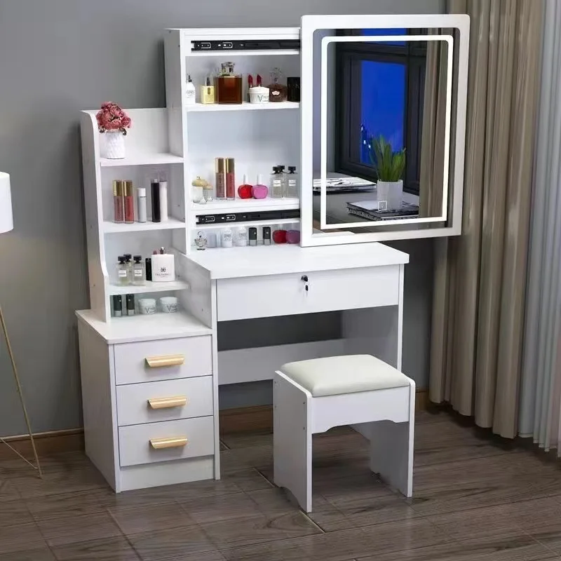 New Design Dressing Table Can Be Used As Bedside Table With Led Light Vanity Mirror
