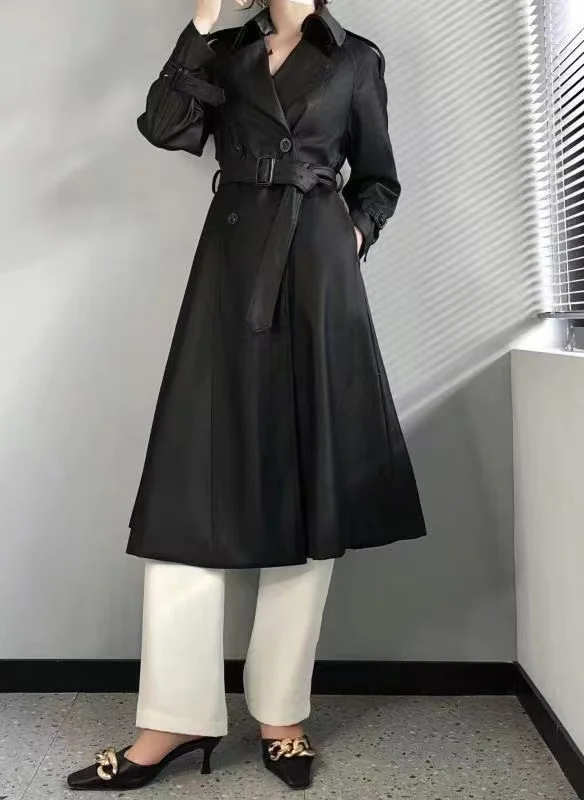 France Luxury Customized Ladies Spring Autumn Windbreaker Long Trench Jackets Coat Women