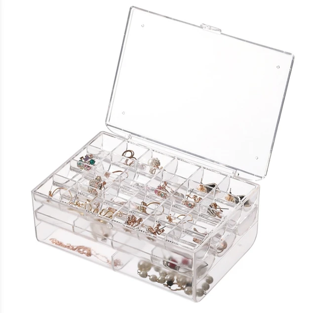 Multilayer lattice jewelry storage box dustproof drawer shelf storage box with drawer transparent acrylic earring display box