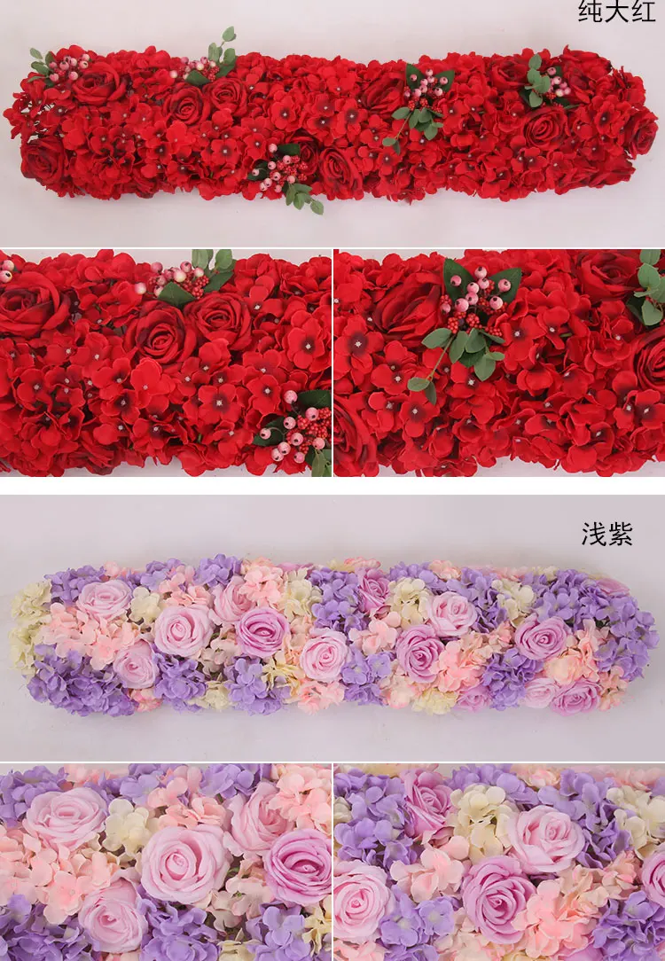 Lr1 Custom Silk White Greenery Fake Rose Peony Aisle Floral Runner