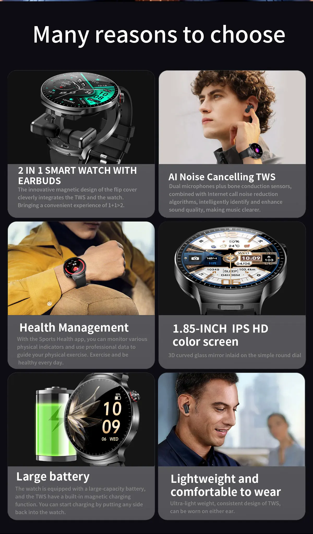 Chinese factory supplier supply  T100 2025 Waterproof Ip67 2-in-1 Smart Watch With Wireless Earbuds For Answer Calls Unisex Sport Health Monitoring - Buy T100 Smart Watch With Wireless Earbuds 2 In 1 Smart Watch With Earbuds smartwatch Wireless Headset fitcloudpro Compatible Smartwatch round Shape Smartwatch sleep Tracking Smartwatch ip67 Waterproof Smartwatch activity Monitoring Smartwatch call Answering Smart Watch round Shape Smart Watch sleep Monitoring Smart Watch silica Gel Band Smart Watch activity Tracking Smart Watch