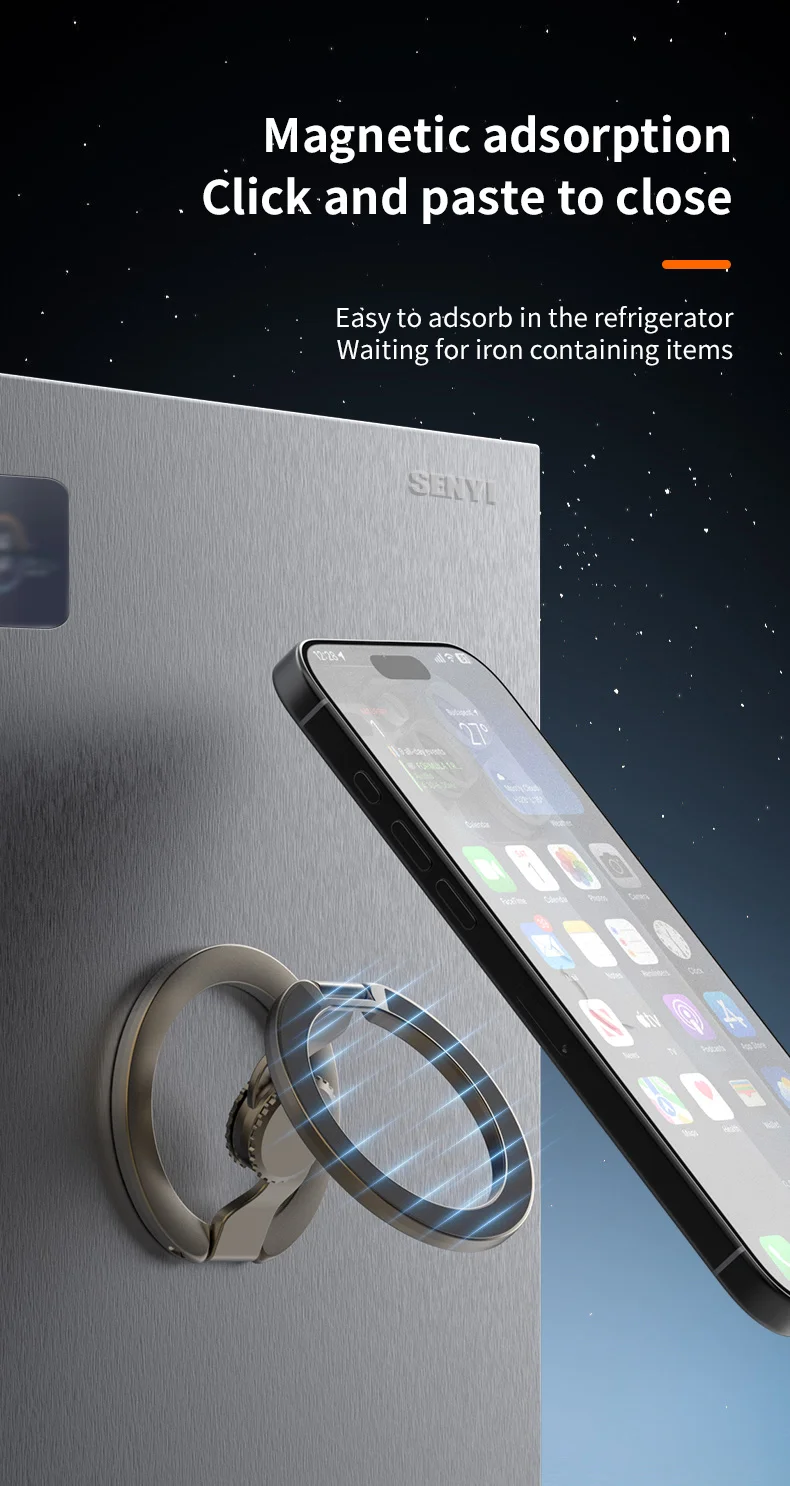 Fingertip Gyroscope Magnetic Phone Holder Fully Foldable Double Sided Stand with Kickstand for Smartphone