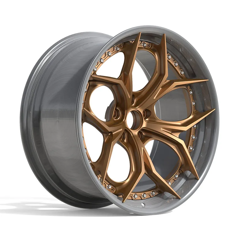 2 Piece Mate Bronze Face Aluminum Alloy Forged Wheels 16 17 18 19 20 21 22 23 24 Inch 5x112 5x114.3 5x120 Rim Hub manufacture