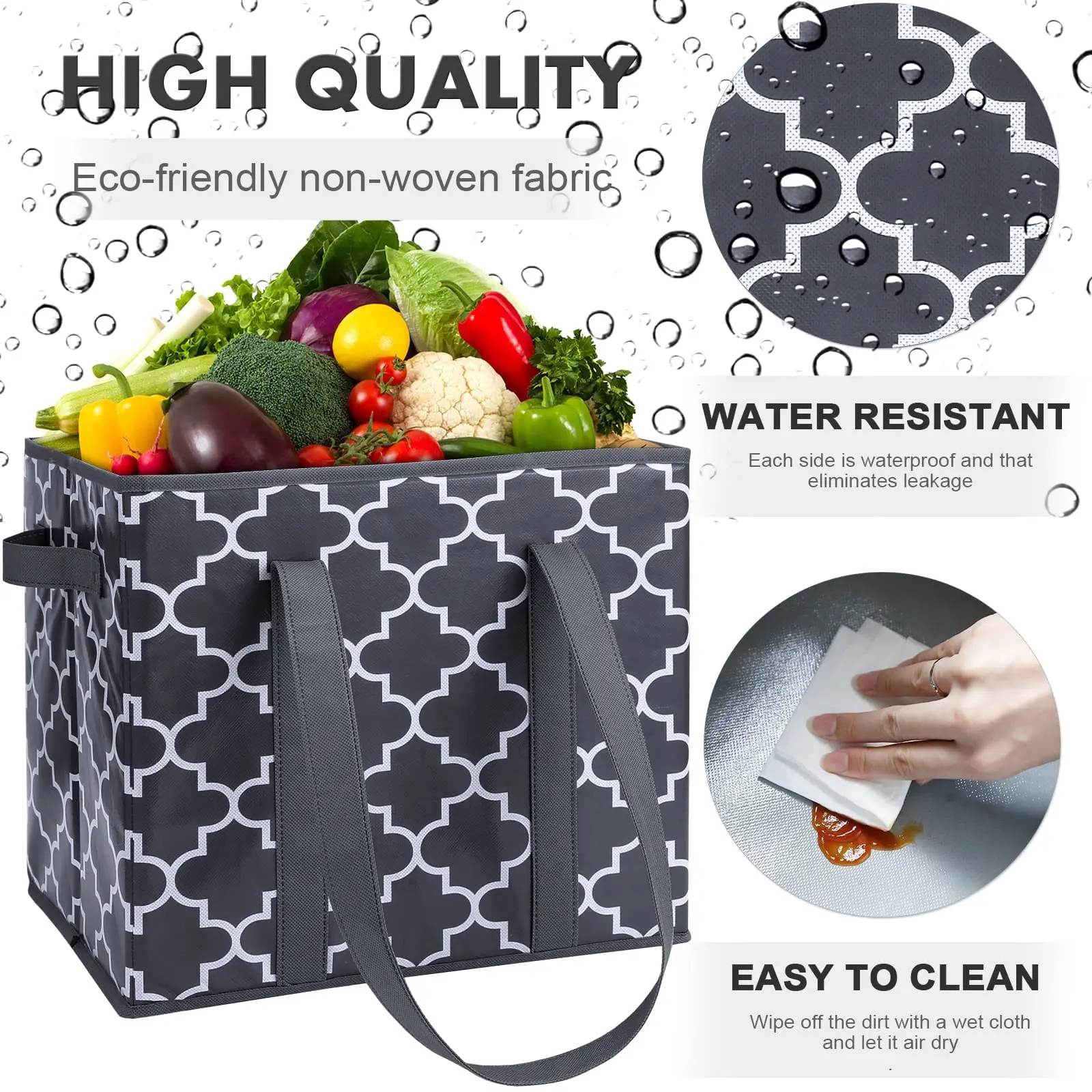 Durable Foldable Non Woven Tote Reusable Grocery Thermal Shopping Bag ...
