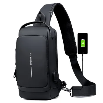 Good Quality Waterproof Anti Theft Chest Bag USB Crossbody Sling Bags For Men Single Shoulder