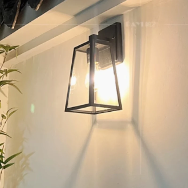 Buiten wandlamp met bewegingsmelder aluminium glas zwart IP44 terras D:23 cm E27 lantaarn nostalgische sensor wandlamp PARIS