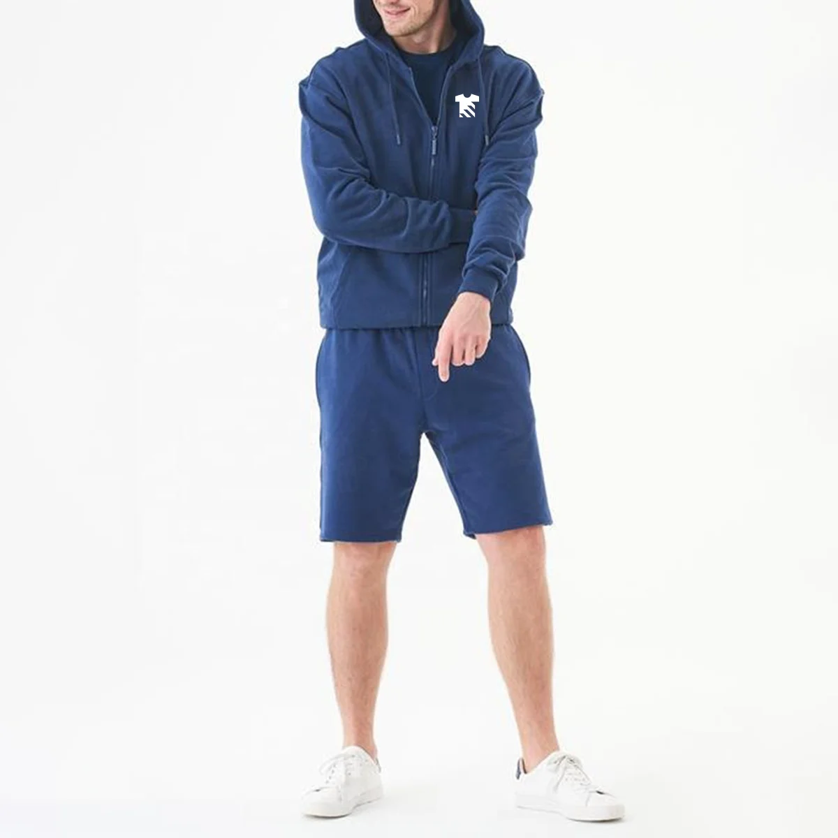 JL121C Embroidered Oversized Cozy Cotton Poly Hoodie Men Heavyweight Fabric Drop Shoulder Baggy Zip up Hooded Sweatshirt