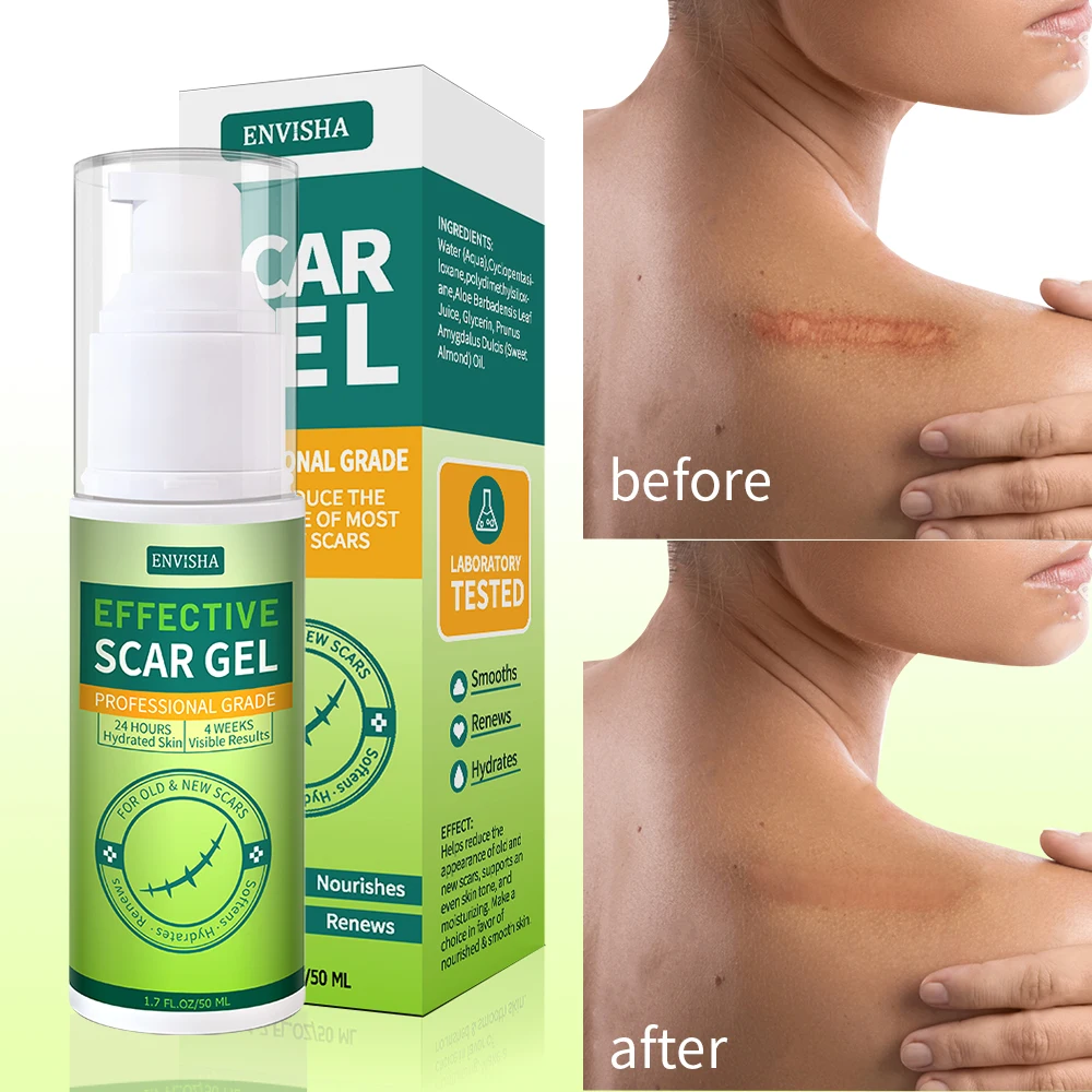Organic Silicone Scar Removal Gel for Surgical Scars Face Body Leg Burns Acne C-Section Stretch Marks Keloids Scar Treatments
