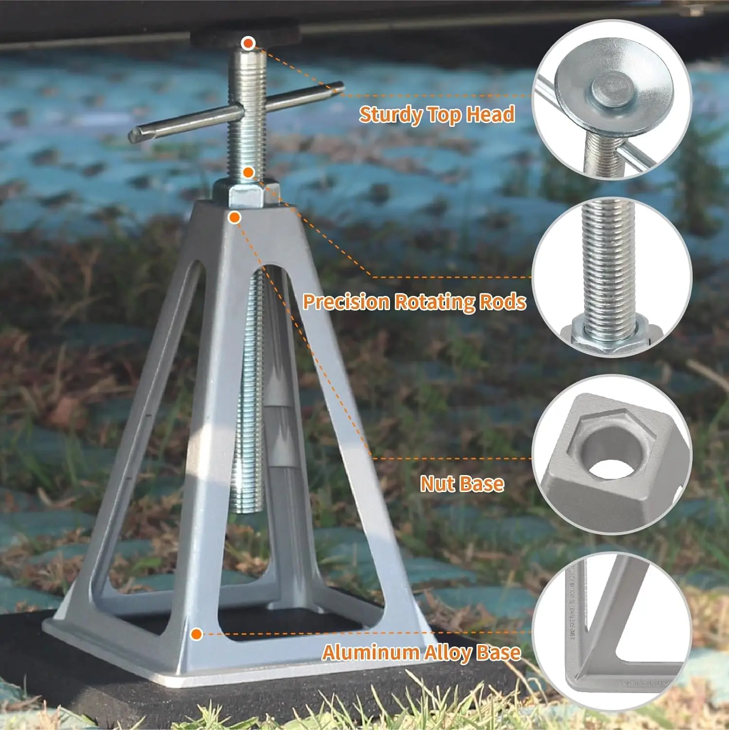 RV Stabilizer Jacks, Stack Jack Stands for RV Camper Travel Trailer, with Additional Screw Nuts and Cushion Rubber Mats