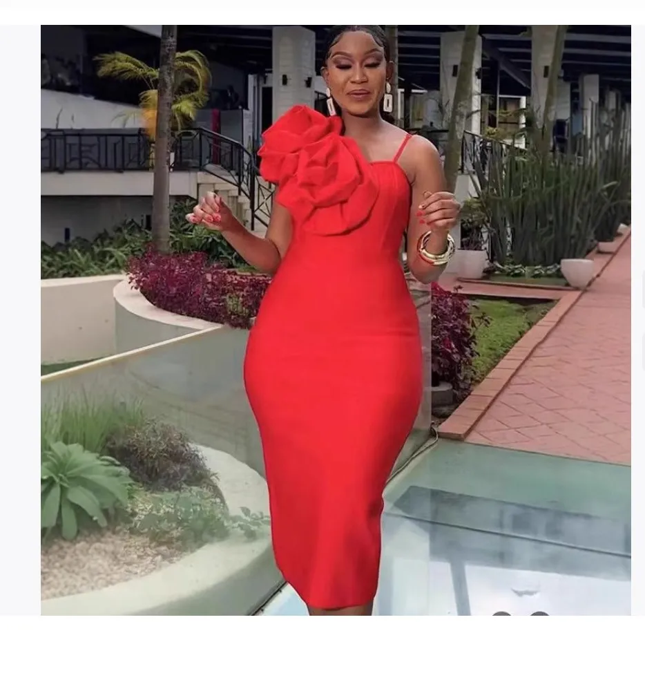 bandage dress fashion europe European and American Luxury Rayon for Bandage Dress Asymmetrical Collar  Evening Prom Dresses in Red Fashionable for Bandage