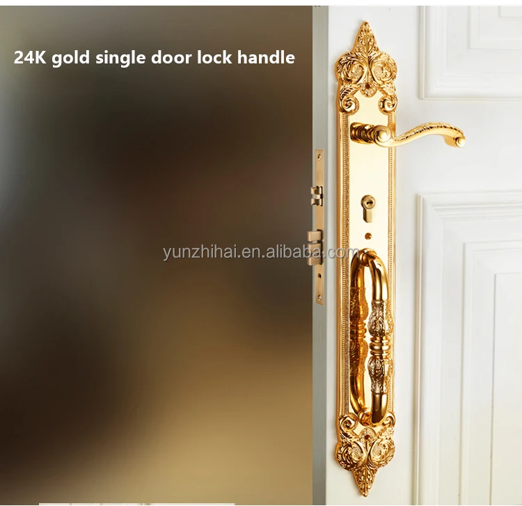 YZH Factory Price Classical Style All Copper Handle Lock for Double Wooden Main Door