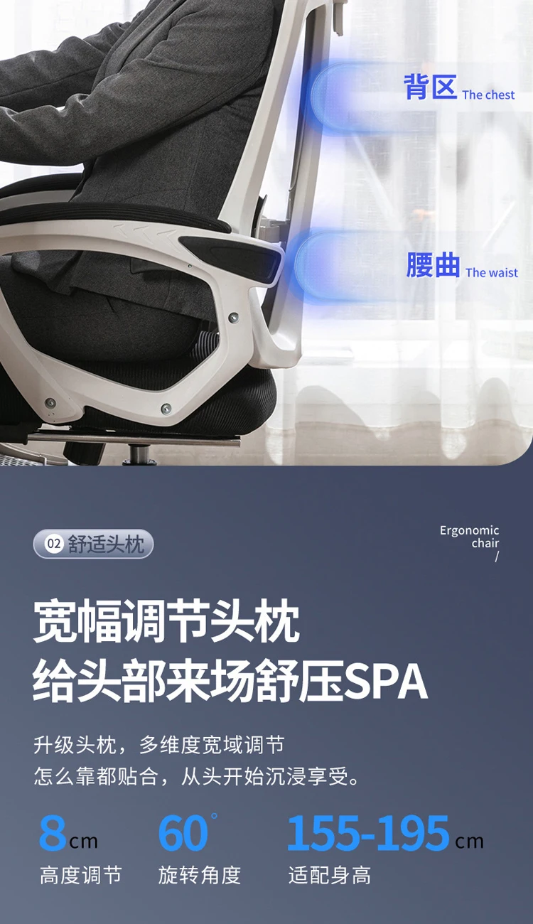 Factory Direct Mesh Swivel Chair With High Back Rest and Foot Rest Slide Armrest Home Office Furniture Adjustable Office Chair