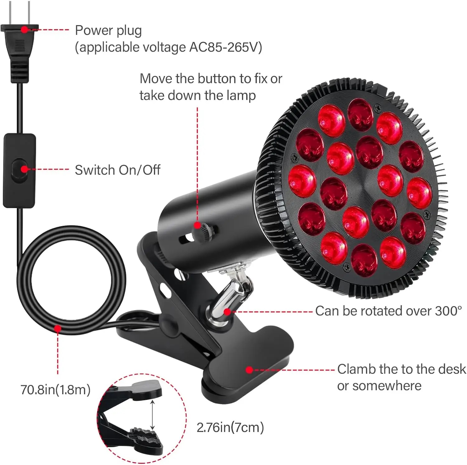 Red Light Therapy Lamp For Body, Infrared Light Therapy Lamps With Stand, 660nm Red And 850nm Near Infrared Red Light Therapy Device For Full Body Overall Health At Home With Eyes Protection Goggles S