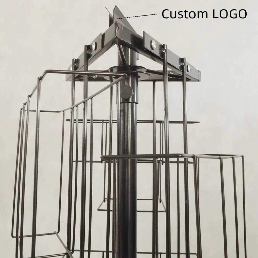 Custom Store Retail Gift Greeting Card Spinner Rack Brochure Postcard Note Book Magazine Metal Wire Rotating Display Stand