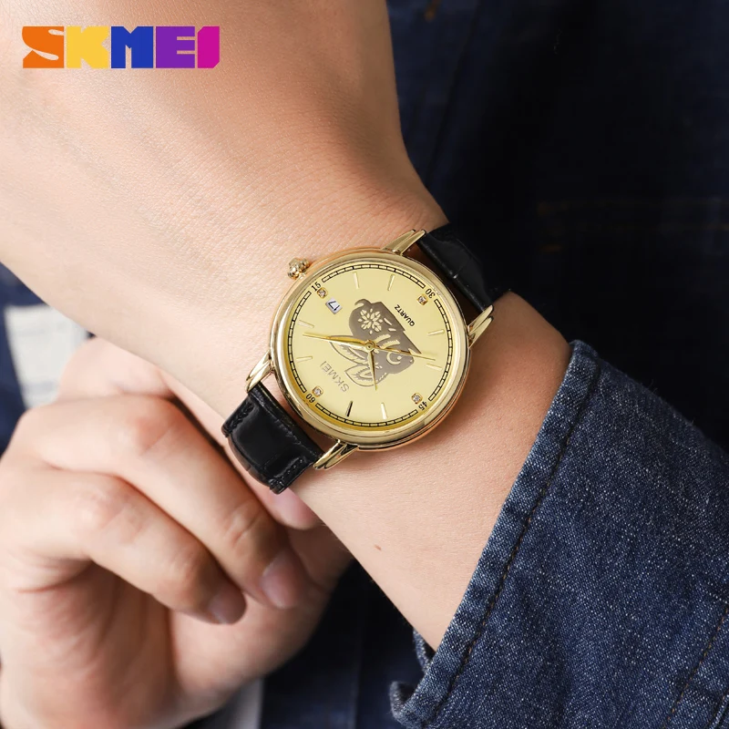 Skmei 2327 Fancy Custom Brand  Man Quartz Watch Perfect Genuine Leather Strap Water Proof Date Display Business Watch Factory
