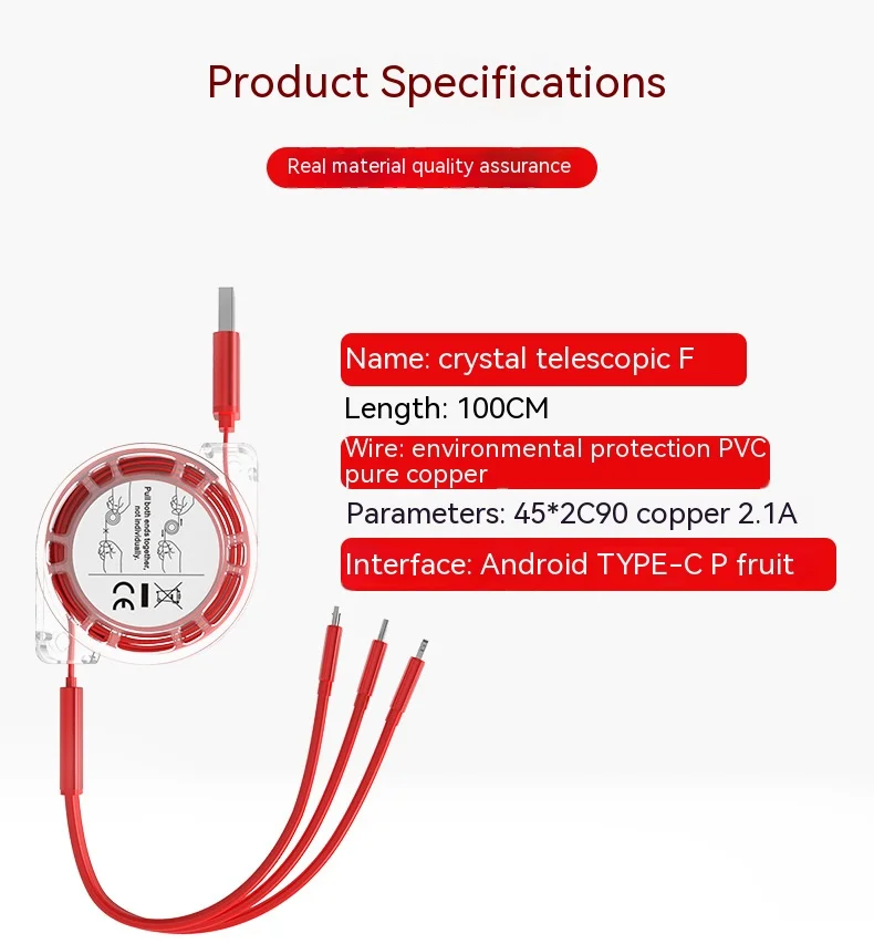 data cable 3-in-1 transparent 3C Electronic Consumer Products Manufacture