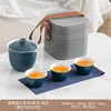 Teiera elegante blu + tre tazze - borsetta quadrata piccola grigia