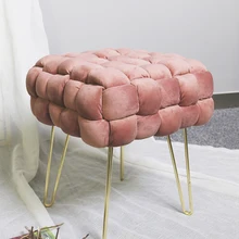 HStex 2021 Living Room Furniture Custom Beauty Modern Round Velvet pink Ottoman Home Stool