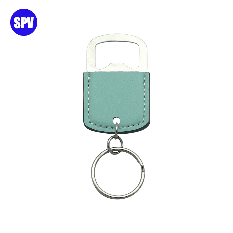 Laserable Leatherette Small Bottle Opener with Keychain For Laser Engraving