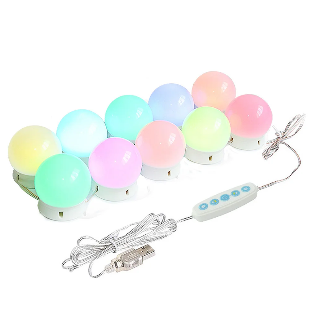 Vanity Mirror Light RGB Colorful DIY Hollywood Style LED Makeup Mirror Lights with 8 Dimmable Light Bulbs,USB Cable,Tricolor Light 