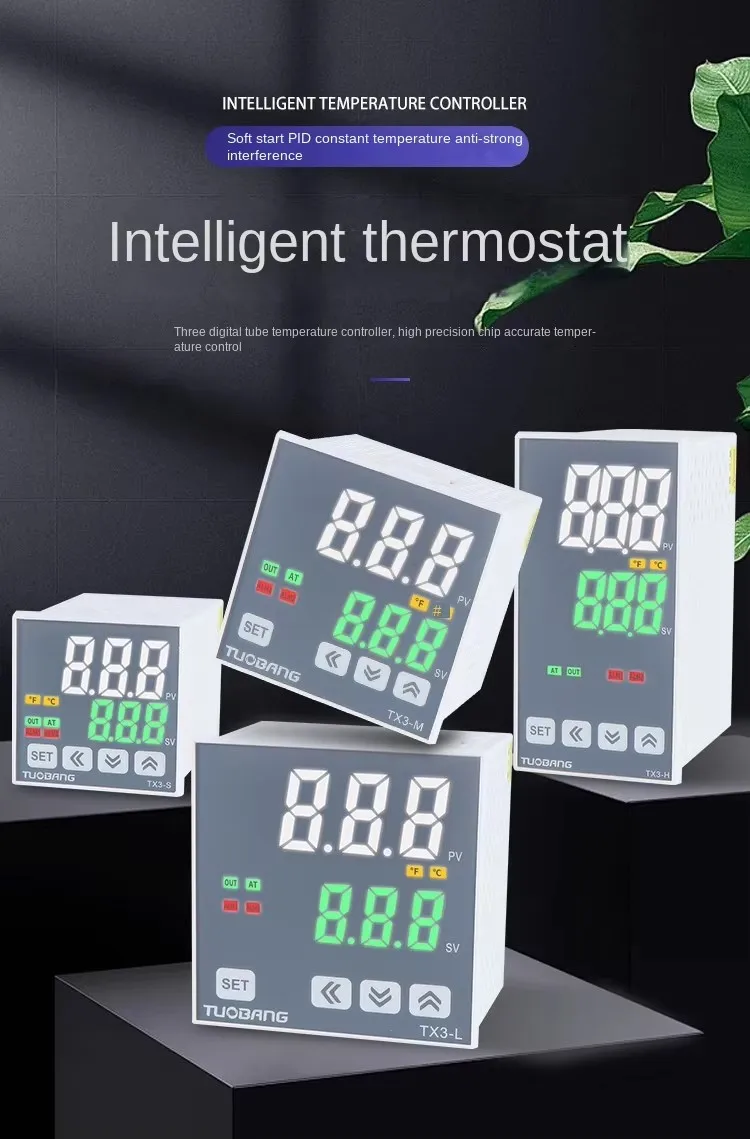 LED HD Display PID Thermostat TX3-S/M/H/L/W AB Relay/Solid State Output Two Alarm Industrial Smart Temperature OEM/ODM