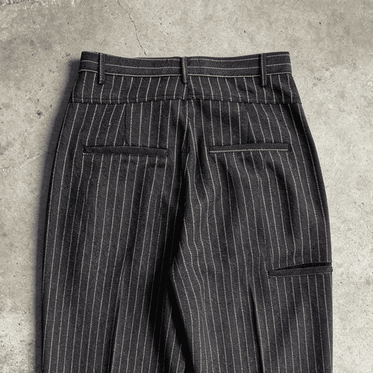 Custom Vintage Pinstripe Wide Leg Trousers Men Multi Side Pocket Loose Straight Casual Office Streetwear Baggy Suit Pants gallery 4