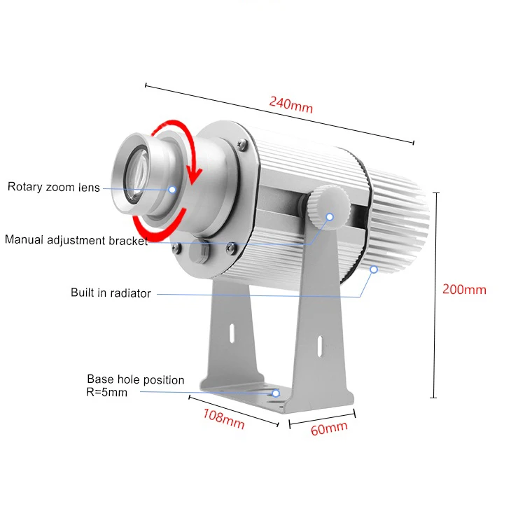 Custom 80W LED Light Logo Projector Waterproof Aluminum Door Head Gobo Projector for Outdoor Advertising IP65/67 Rated