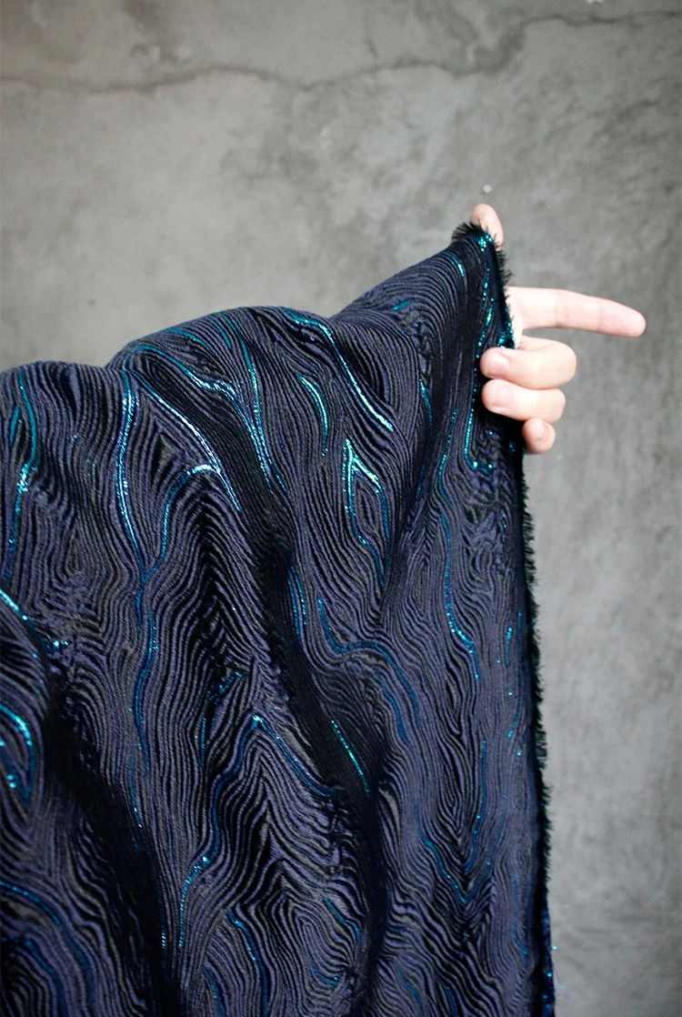 Factory Navy Blue Brocade Jacquard Fabric Luxury Yarn Dye Special ...