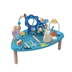 Wooden Educational Toys Ocean Themed Game Table for Unisex Kids 24M+ Multifunctional Induction Educational Toy