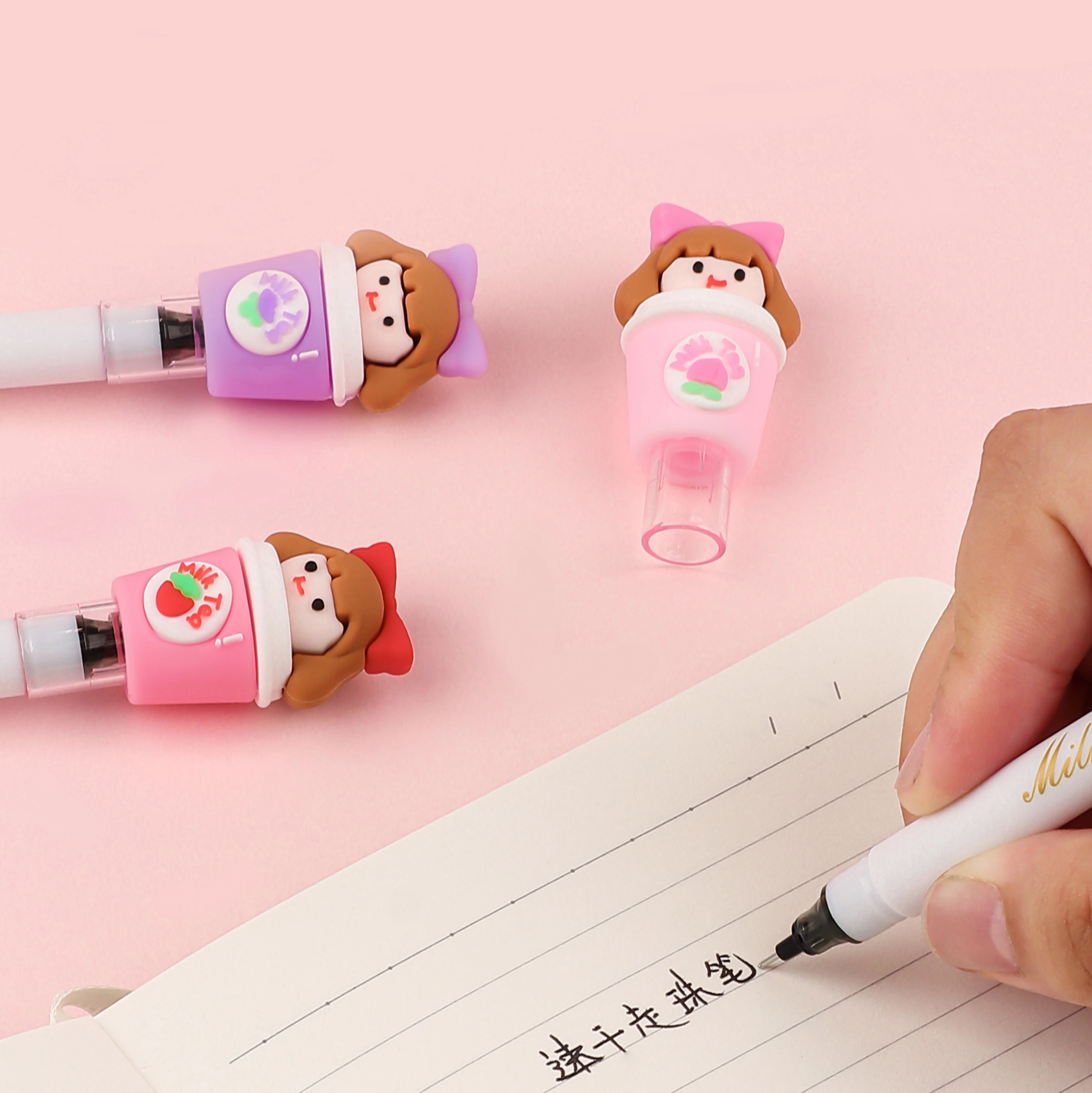 Source Cute Kawaii Funny Cartoon Milk tea Girl pens Stationery Gel Ink Pen  new funny School Stationery Office Supplies C2982 on m.