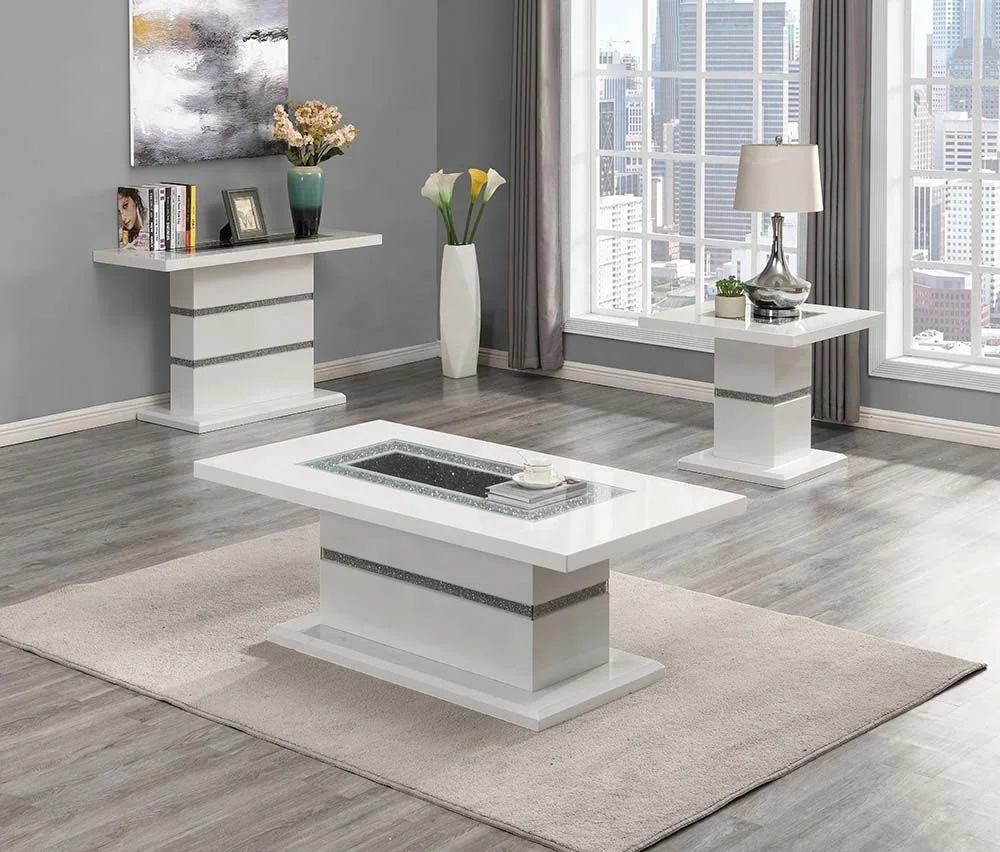2022 Brand New Mirrored Dinning Table with Fireplace on Top with LED Electric Fire with Heater for Dining Room