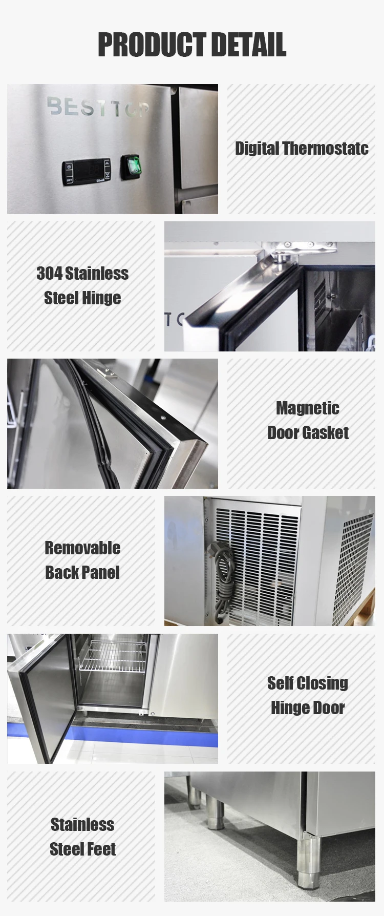 Four-door commercial kitchen freezer, console, freezer, kitchen refrigeration equipment