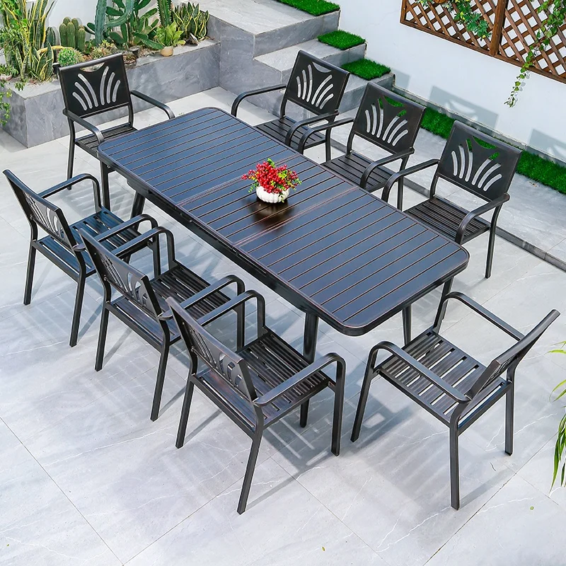 Luxury Modern Aluminum Garden Outdoor Dining Furniture Set Rust